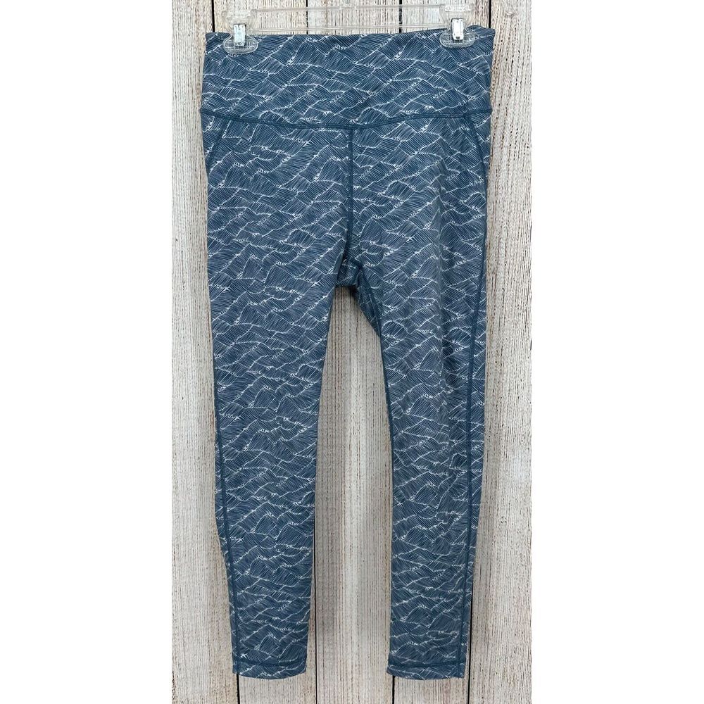 Vuori Pace High Rise Printed Leggings Size Medium‎ Navy Wave